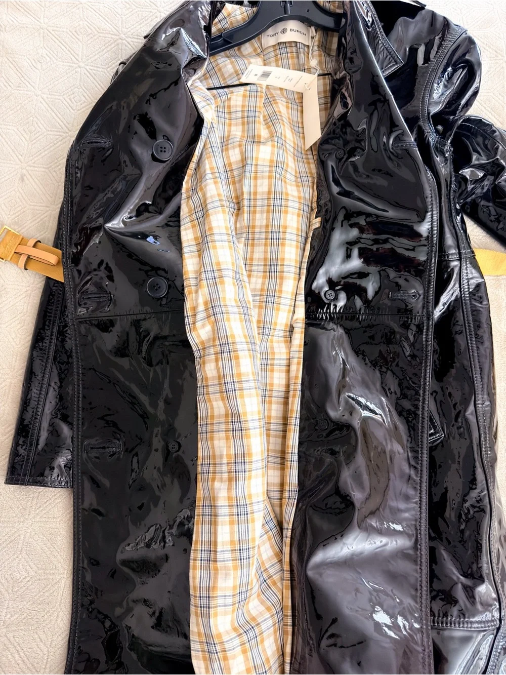 Tory‎ Burch Patent Leather Trench Coat Belted Black 0 NWT